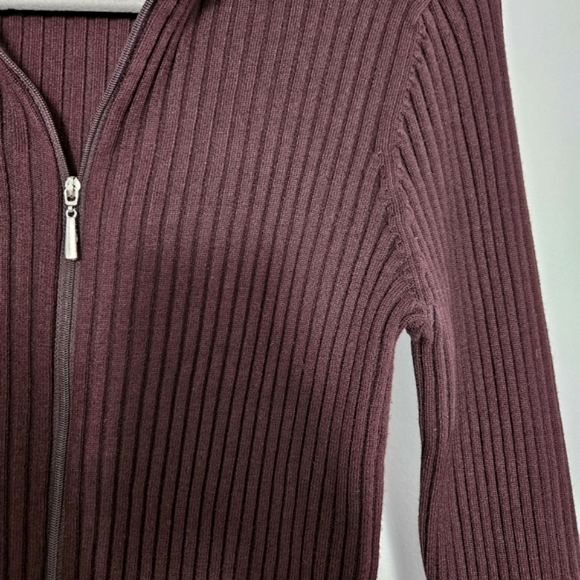 Brown Sweater Zip Up Womens Medium - Picture 3 of 8